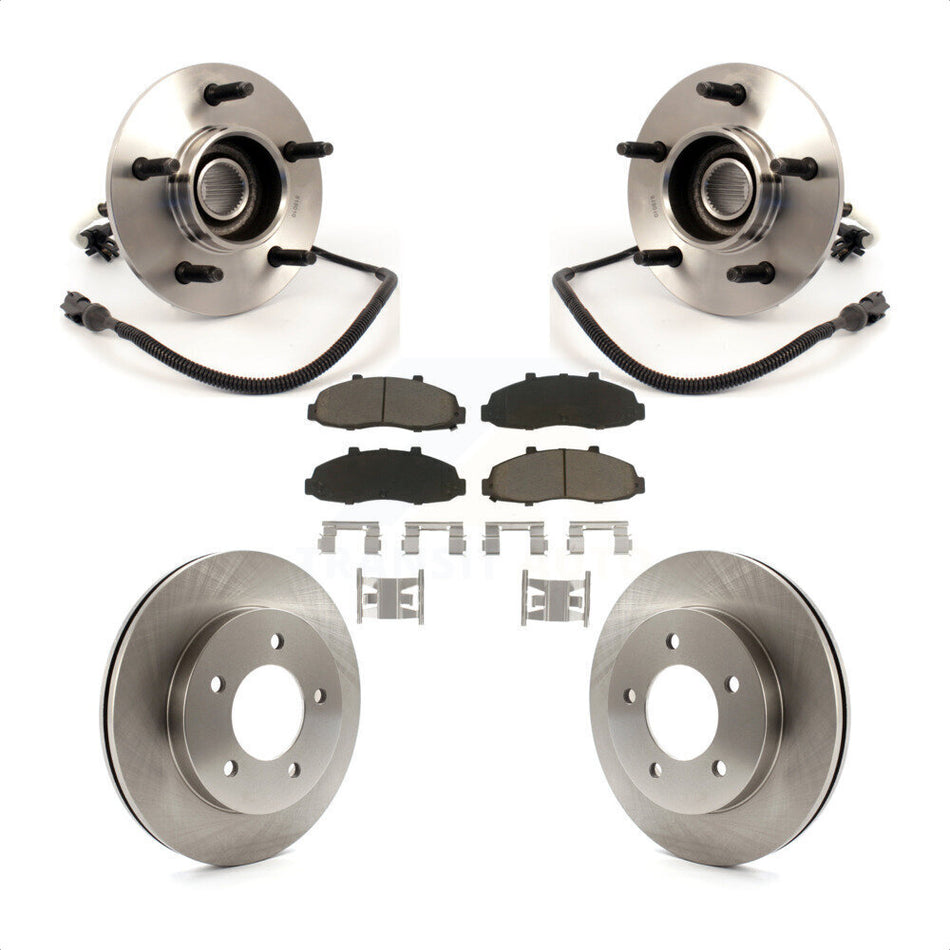 Front Hub Bearing Assembly With Disc Brake Rotors And Ceramic Pads Kit For Ford F-150 4WD with 4-Wheel ABS KBB-122130