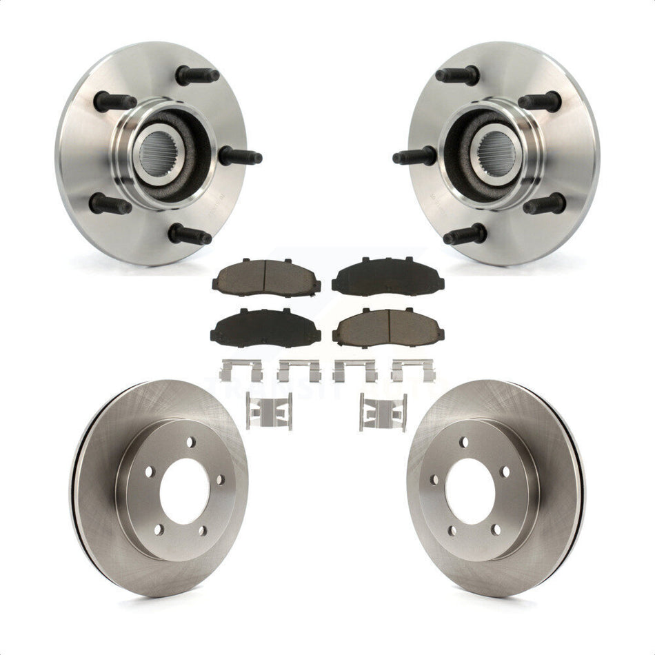 Front Hub Bearing Assembly With Disc Brake Rotors And Ceramic Pads Kit For Ford F-150 4WD with 2-Wheel ABS KBB-122131