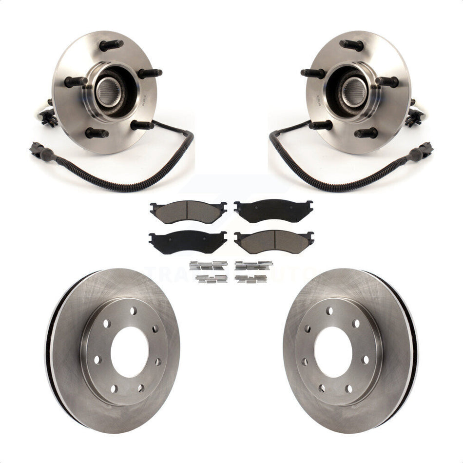 Front Hub Bearing Assembly With Disc Brake Rotors And Ceramic Pads Kit For 1999 Ford F-150 4WD with 4-Wheel ABS 7 Lug Wheels KBB-122132