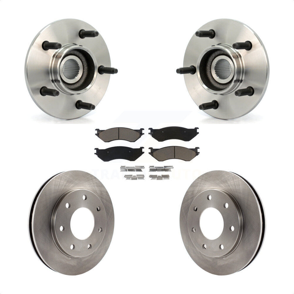 Front Hub Bearing Assembly With Disc Brake Rotors And Ceramic Pads Kit For 1999 Ford F-150 4WD with 2-Wheel ABS 7 Lug Wheels KBB-122133