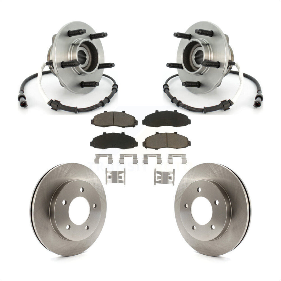Front Hub Bearing Assembly With Disc Brake Rotors And Ceramic Pads Kit For Ford F-150 Heritage 4WD with 4-Wheel ABS KBB-122134