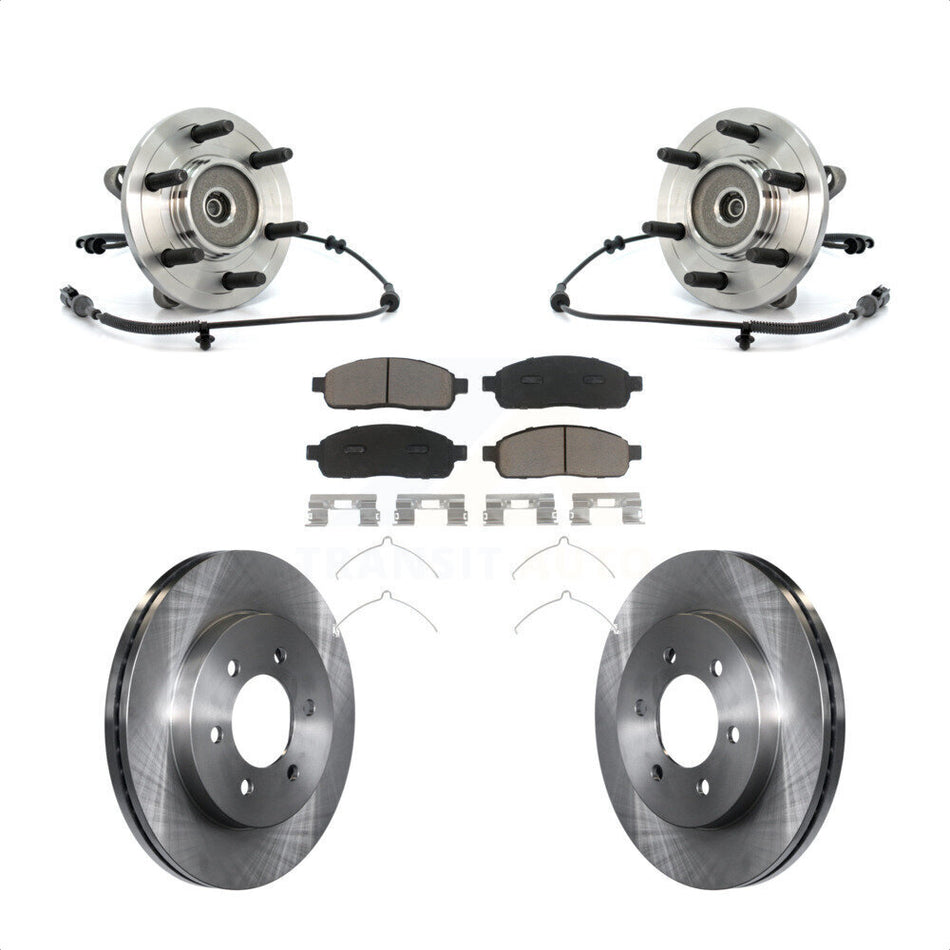 Front Hub Bearing Assembly With Disc Brake Rotors And Ceramic Pads Kit For Ford F-150 4WD KBB-122137