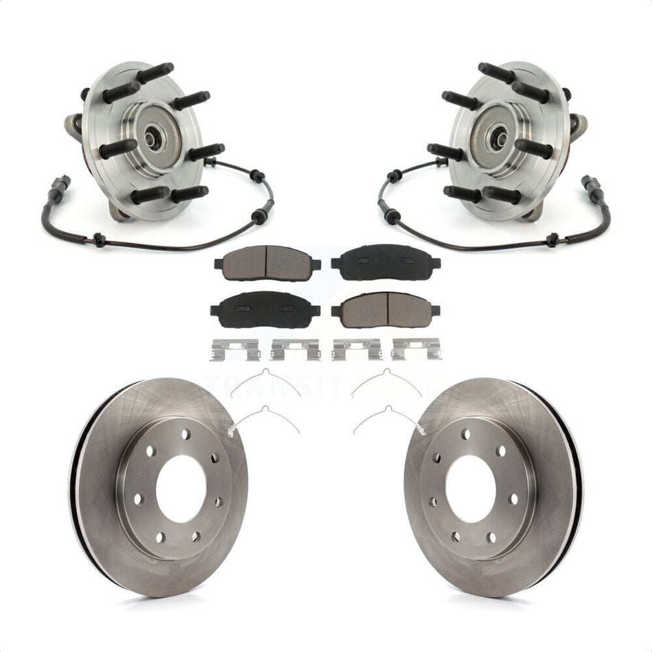 Front Hub Bearing Assembly With Disc Brake Rotors And Ceramic Pads Kit For 2004 Ford F-150 4WD 7 Lug Wheels 11th Digit Of Vin Is C KBB-122139