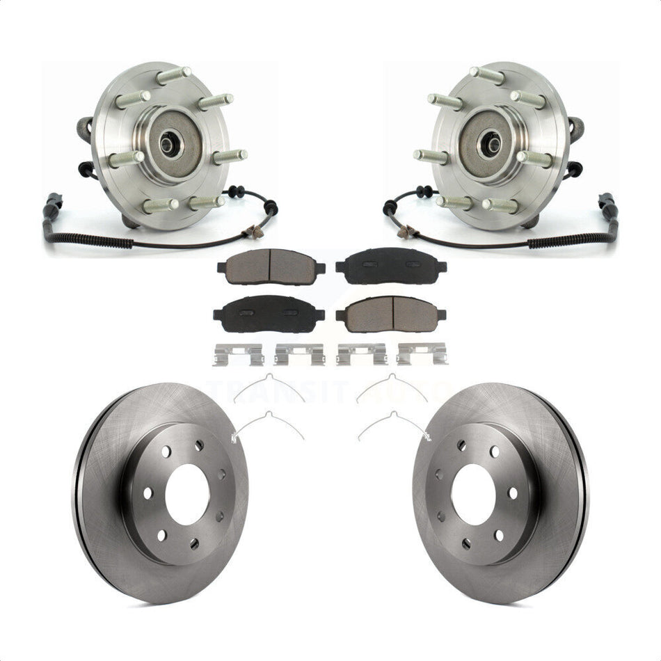 Front Hub Bearing Assembly With Disc Brake Rotors And Ceramic Pads Kit For Ford F-150 4WD KBB-122145