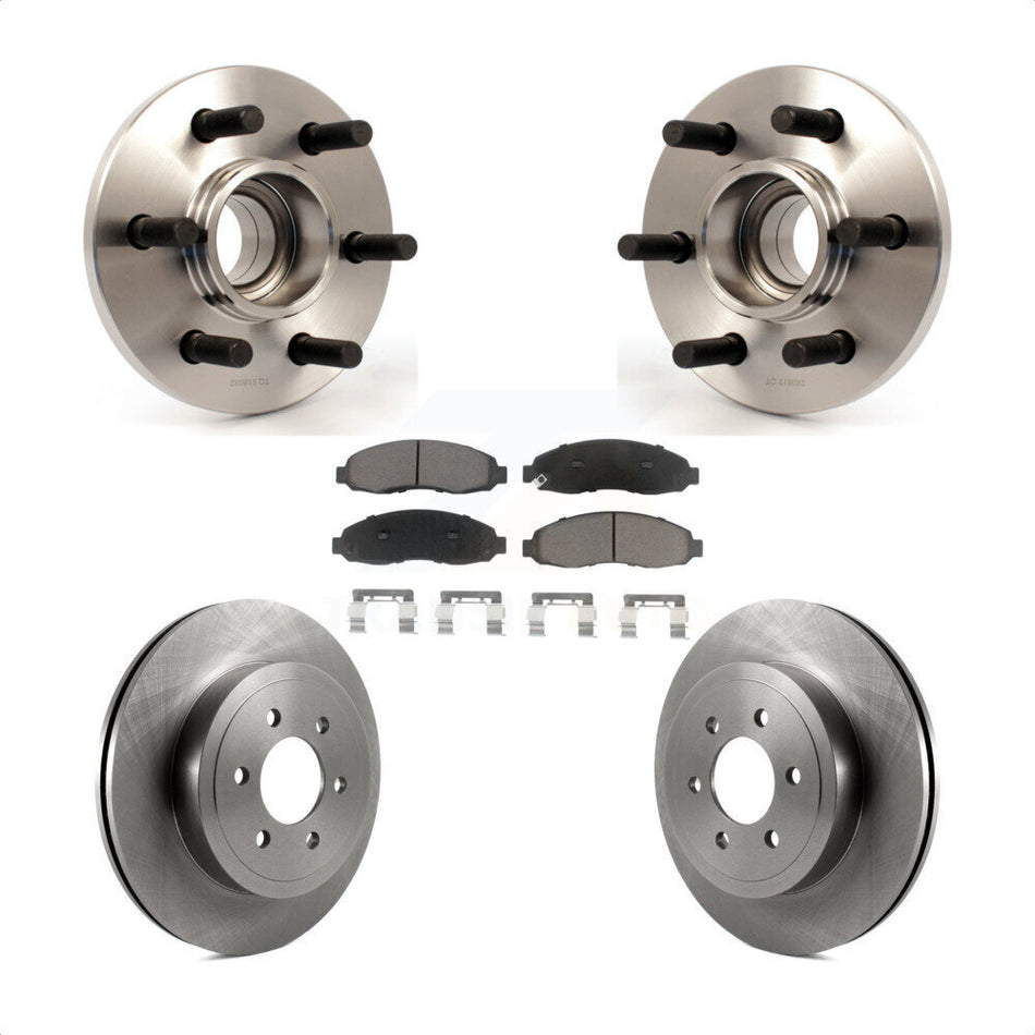 Front Hub Bearing Assembly With Disc Brake Rotors And Ceramic Pads Kit For 2003-2004 Dodge Dakota RWD with 2-Wheel ABS KBB-122149