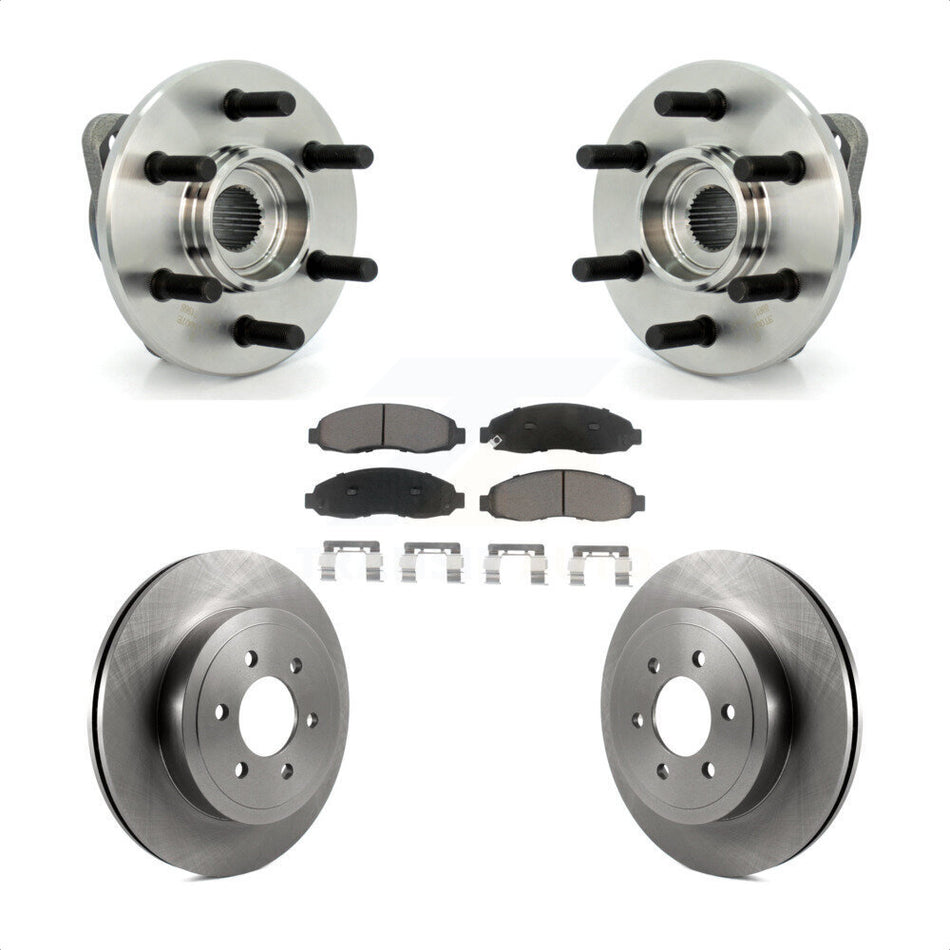 Front Hub Bearing Assembly With Disc Brake Rotors And Ceramic Pads Kit For 2003-2004 Dodge Dakota 4WD with 2-Wheel ABS KBB-122151