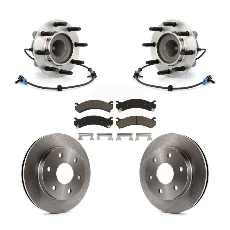 Front Hub Bearing Assembly With Disc Brake Rotors And Ceramic Pads Kit For 2006-2006 Chevrolet Express 2500 GMC Savana KBB-122164