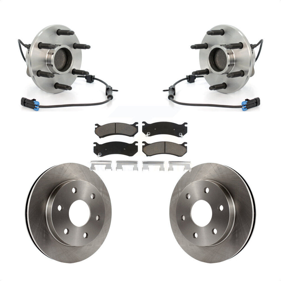 Front Hub Bearing Assembly With Disc Brake Rotors And Ceramic Pads Kit For 2003-2005 Chevrolet Astro GMC Safari RWD KBB-122168
