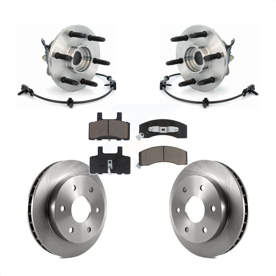 Front Hub Bearing Assembly With Disc Brake Rotors And Ceramic Pads Kit For 2000 Chevrolet Tahoe Base LT LS with 4WD Rear Drum Brakes Police Package KBB-122173