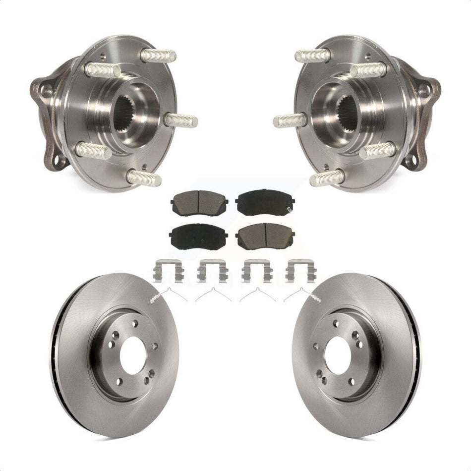 Front Hub Bearing Assembly With Disc Brake Rotors And Ceramic Pads Kit For 2016 Hyundai Sonata FULL HYBRID EV-GAS (FHEV) engine KBB-122181