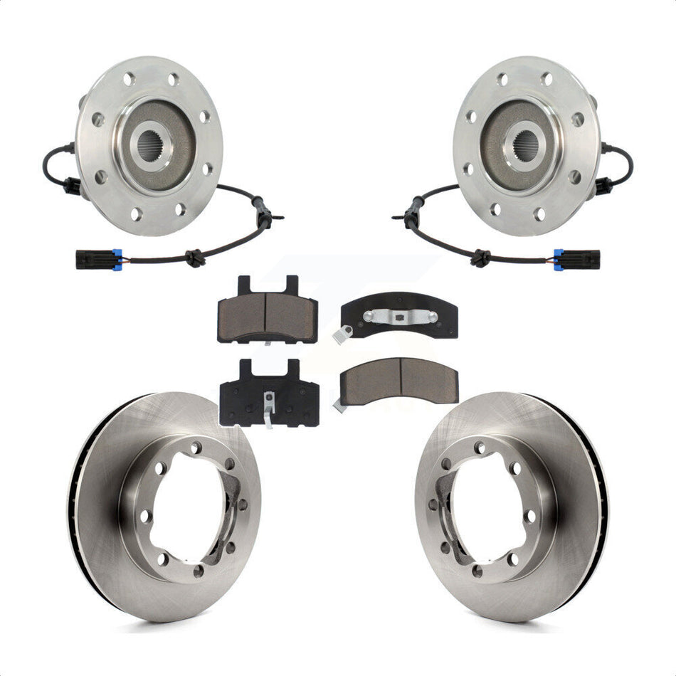 Front Hub Bearing Assembly With Disc Brake Rotors And Ceramic Pads Kit For Chevrolet K2500 GMC K3500 Suburban K1500 KBB-122194