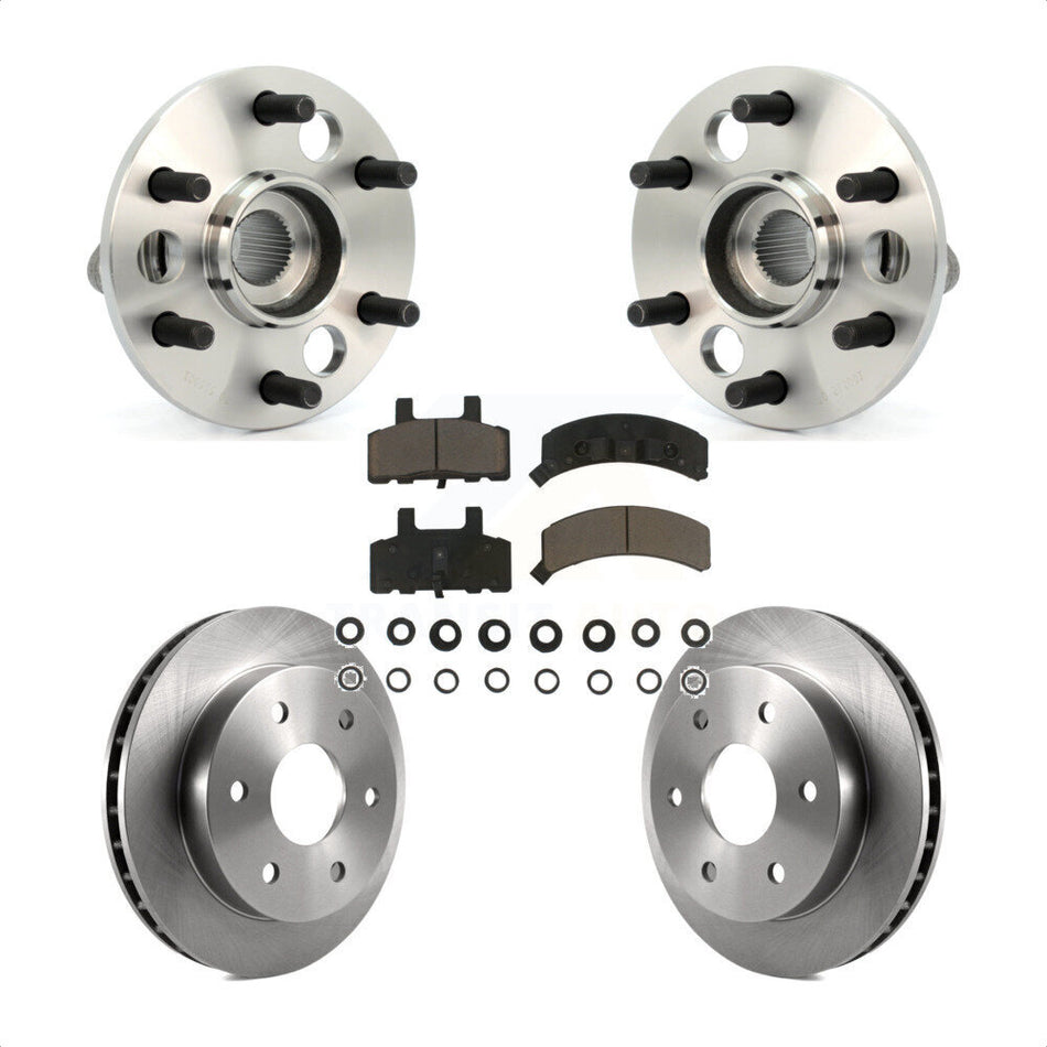 Front Hub Bearing Assembly With Disc Brake Rotors And Ceramic Pads Kit For Chevrolet K1500 GMC K2500 Suburban Blazer Yukon KBB-122195