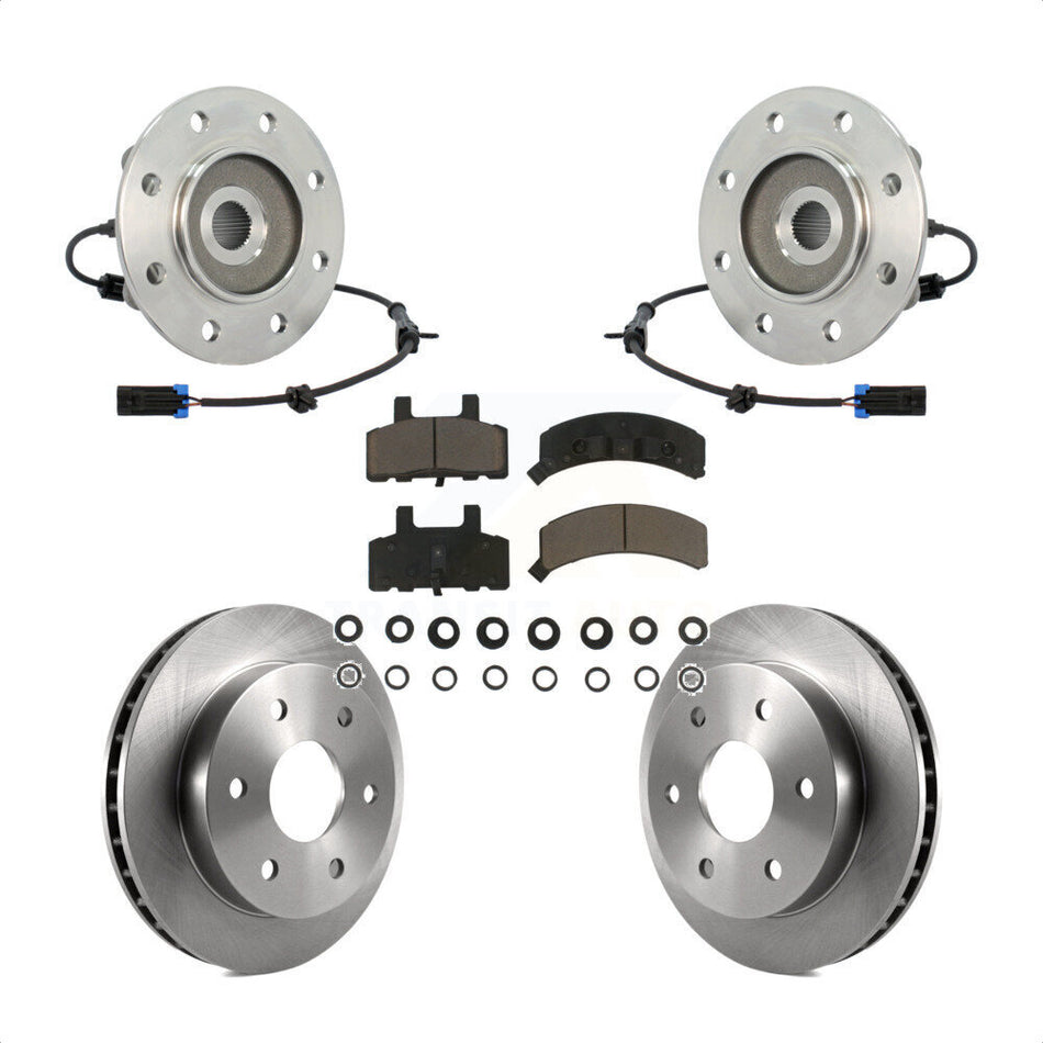 Front Hub Bearing Assembly With Disc Brake Rotors And Ceramic Pads Kit For K1500 Chevrolet GMC K2500 KBB-122196