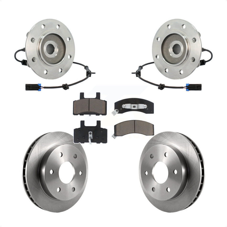 Front Hub Bearing Assembly With Disc Brake Rotors And Ceramic Pads Kit For 1996-1997 K2500 Suburban Chevrolet GMC 6 Lug Wheels KBB-122198