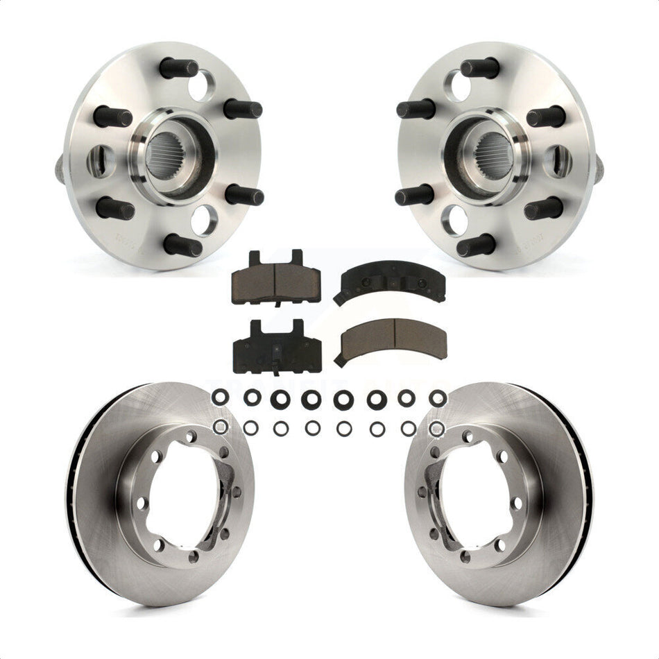 Front Hub Bearing Assembly With Disc Brake Rotors And Ceramic Pads Kit For 1994-1994 K1500 Suburban Chevrolet GMC 8 Lug Wheels KBB-122199