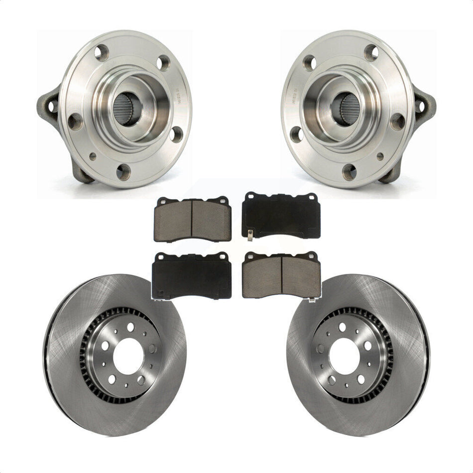 Front Hub Bearing Assembly With Disc Brake Rotors And Ceramic Pads Kit For 2005-2007 Volvo V70 R 305mm Diameter Rotor KBB-122214