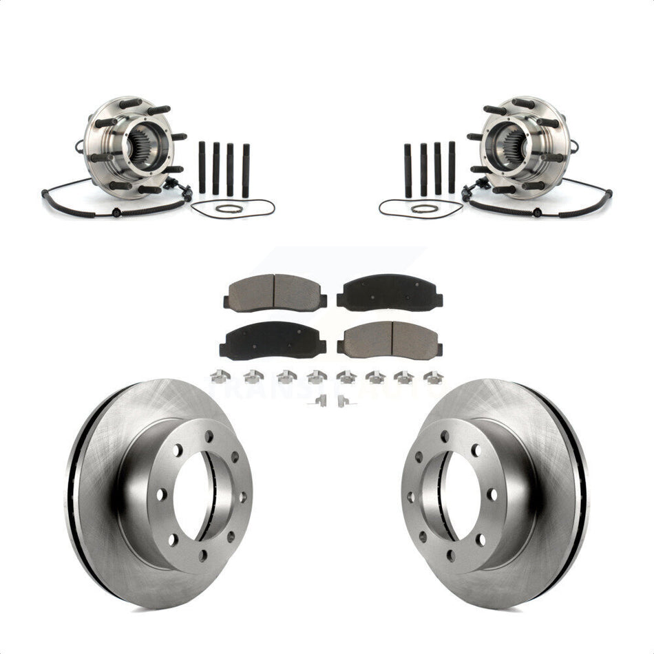 Front Hub Bearing Assembly With Disc Brake Rotors And Ceramic Pads Kit For Ford F-250 Super Duty F-350 Single Rear Wheels KBB-122229