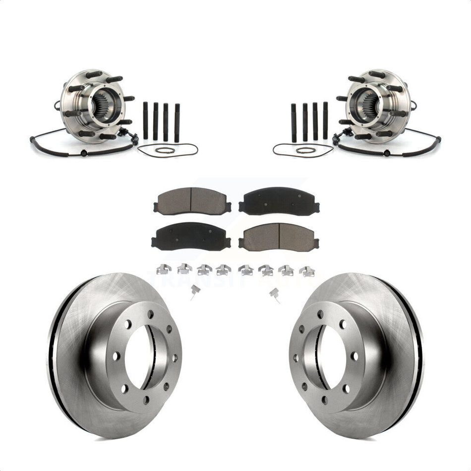 Front Hub Bearing Assembly With Disc Brake Rotors And Ceramic Pads Kit For 2010 Ford F-250 Super Duty 4WD Single Rear Wheels KBB-122234