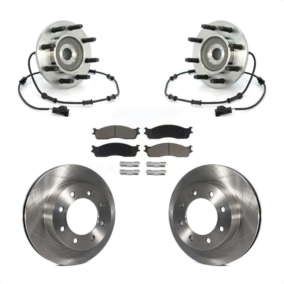 Front Hub Bearing Assembly With Disc Brake Rotors And Ceramic Pads Kit For 2003-2005 Dodge Ram 2500 3500 4WD KBB-122252