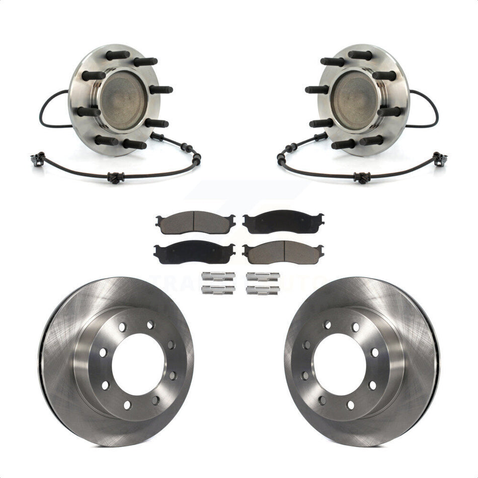 Front Hub Bearing Assembly With Disc Brake Rotors And Ceramic Pads Kit For 2003-2005 Dodge Ram 2500 3500 RWD KBB-122253