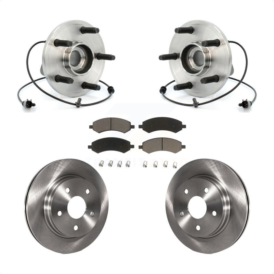 Front Hub Bearing Assembly With Disc Brake Rotors And Ceramic Pads Kit For 2007-2009 Dodge Durango Chrysler Aspen KBB-122258