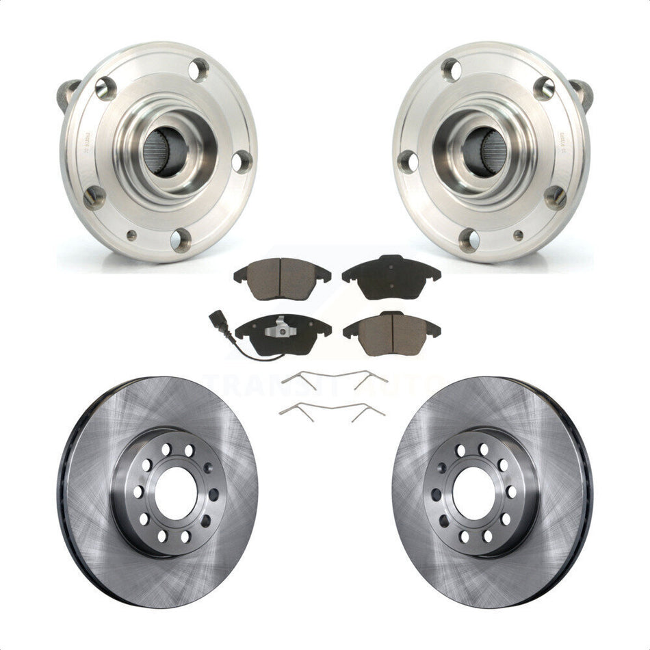 Front Hub Bearing Assembly With Disc Brake Rotors And Ceramic Pads Kit For Volkswagen Jetta Beetle Golf Rabbit Audi A3 GTI Quattro KBB-122268