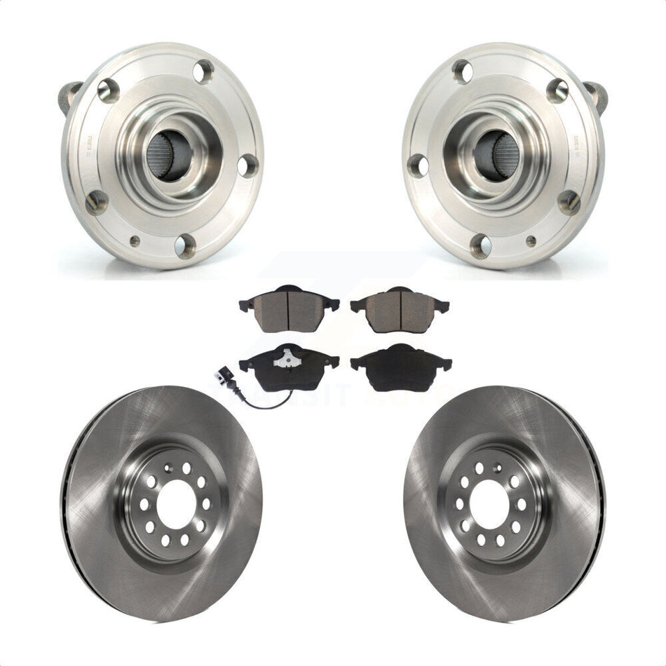 Front Hub Bearing Assembly With Disc Brake Rotors And Ceramic Pads Kit For 2005 Volkswagen Jetta 312mm Diameter Rotor 7th 8th Digit Of VIN Is "9M" Or "1J" KBB-122287