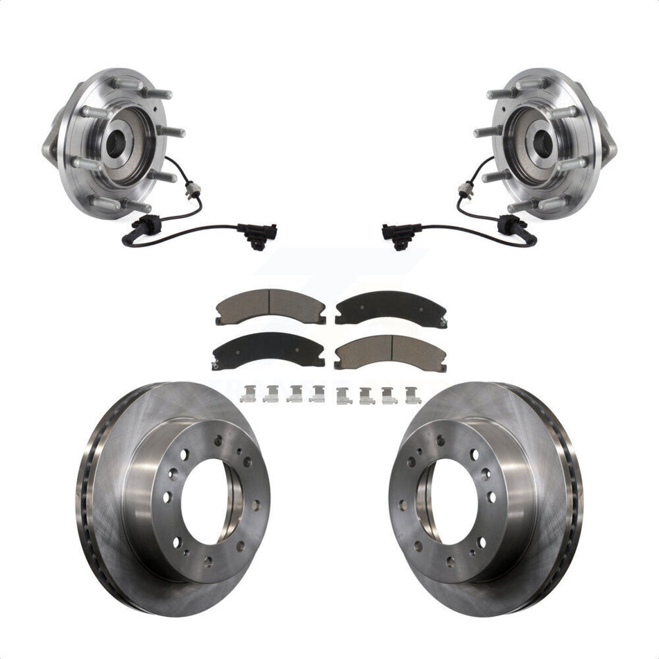 Front Hub Bearing Assembly With Disc Brake Rotors And Ceramic Pads Kit For 2011-2019 Chevrolet Silverado 3500 HD GMC Sierra Dual Rear Wheels 4WD KBB-122290