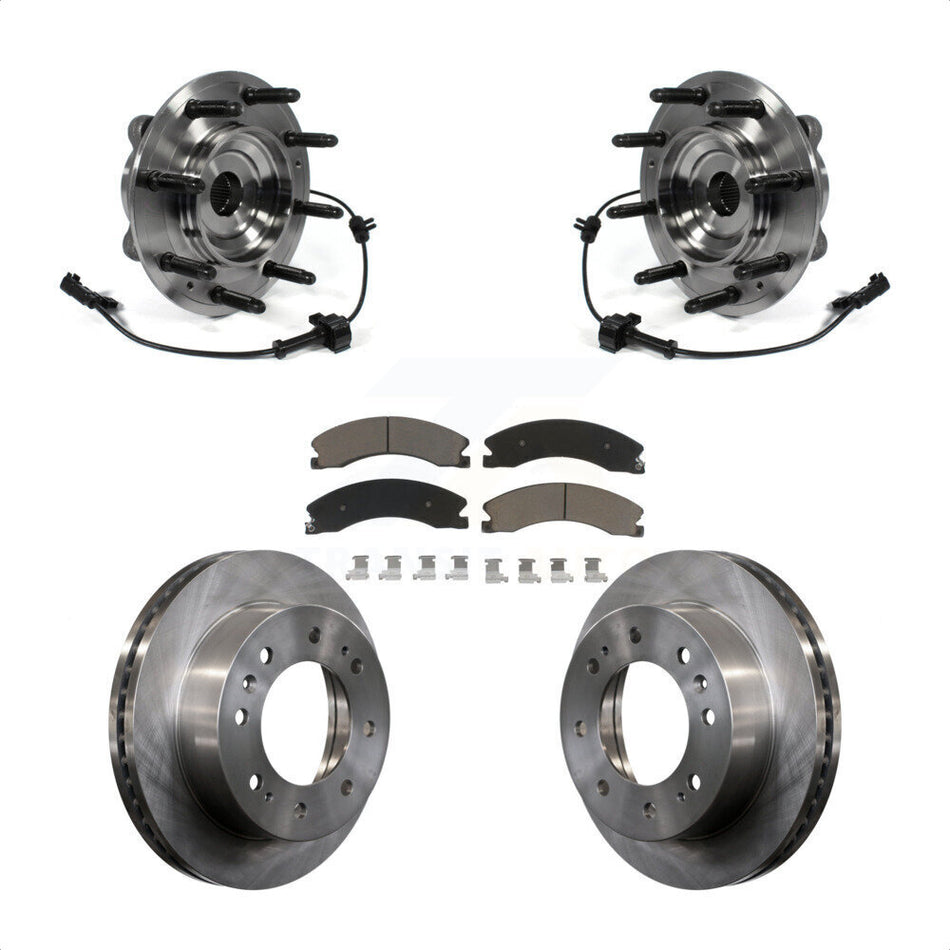 Front Hub Bearing Assembly With Disc Brake Rotors And Ceramic Pads Kit For Chevrolet Silverado 2500 HD GMC Sierra 3500 4WD KBB-122291
