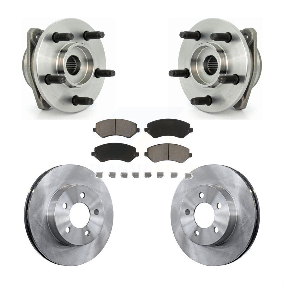 Front Hub Bearing Assembly With Disc Brake Rotors And Ceramic Pads Kit For 2002-2005 Jeep Liberty Non-ABS KBB-122294