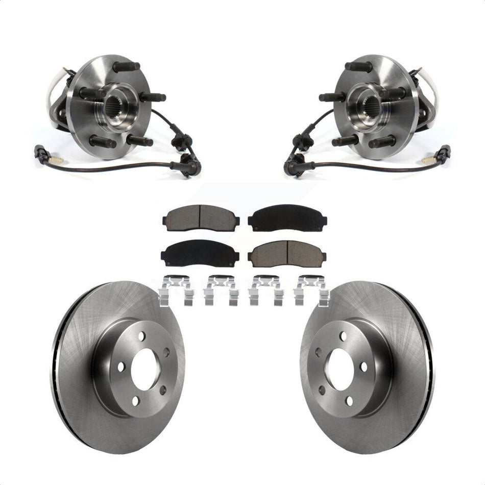 Front Hub Bearing Assembly With Disc Brake Rotors And Ceramic Pads Kit For Ford Ranger Mazda B4000 Square Connector 4WD KBB-122298