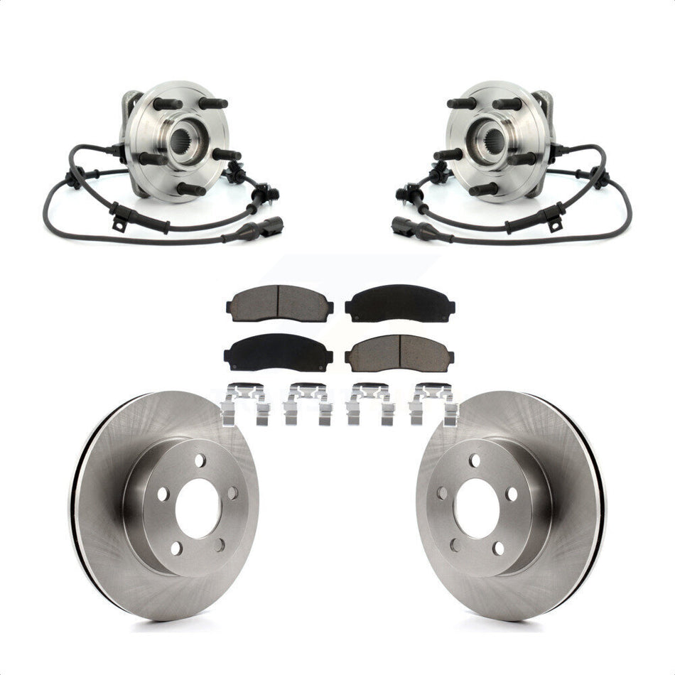 Front Hub Bearing Assembly With Disc Brake Rotors And Ceramic Pads Kit For 2003 Ford Ranger 4WD 286mm Diameter Rotor KBB-122299