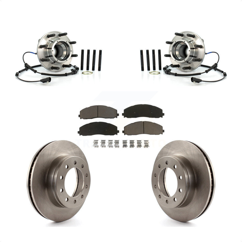 Front Hub Bearing Assembly With Disc Brake Rotors And Ceramic Pads Kit For 2013 Ford F-250 Super Duty 4WD Wide Frame Vehicle KBB-122321