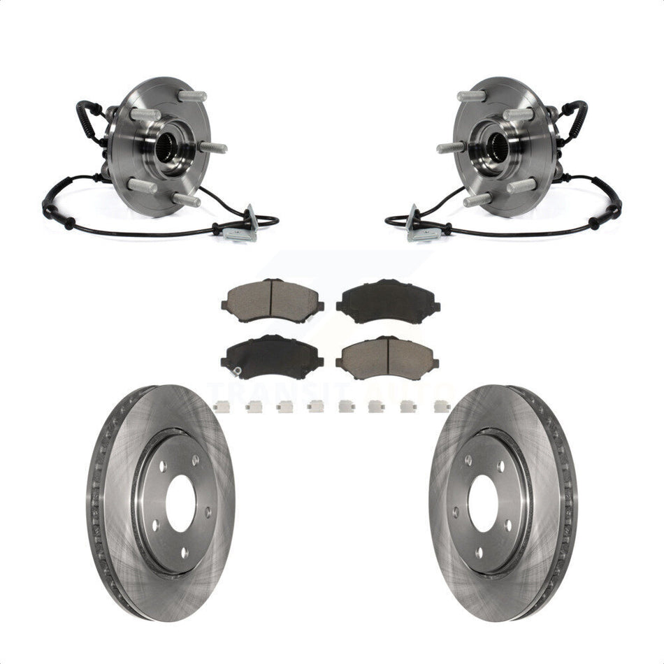 Front Hub Bearing Assembly Disc Brake Rotors And Ceramic Pads Kit For Dodge Grand Caravan Chrysler Town & Country Ram C/V Volkswagen Routan With Single Piston Caliper KBB-122329