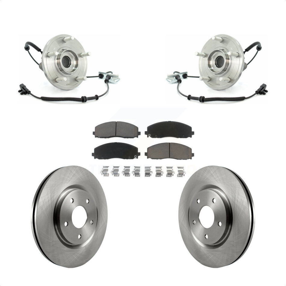 Front Hub Bearing Assembly With Disc Brake Rotors And Ceramic Pads Kit For 2012 Volkswagen Routan Dual Piston Caliper KBB-122332