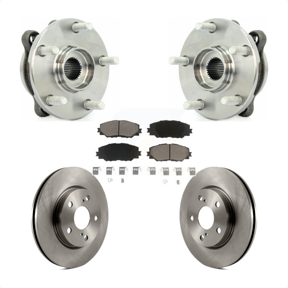 Front Hub Bearing Assembly With Disc Brake Rotors And Ceramic Pads Kit For 2013-2018 Toyota RAV4 LE KBB-122336