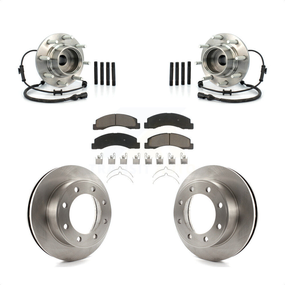 Front Hub Bearing Assembly With Disc Brake Rotors And Ceramic Pads Kit For 2003-2005 Ford Excursion 4WD KBB-122374