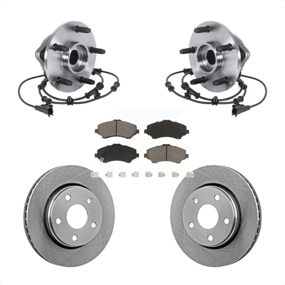 Front Hub Bearing Assembly Disc Brake Rotors And Ceramic Pads Kit For Jeep Wrangler KBB-122391