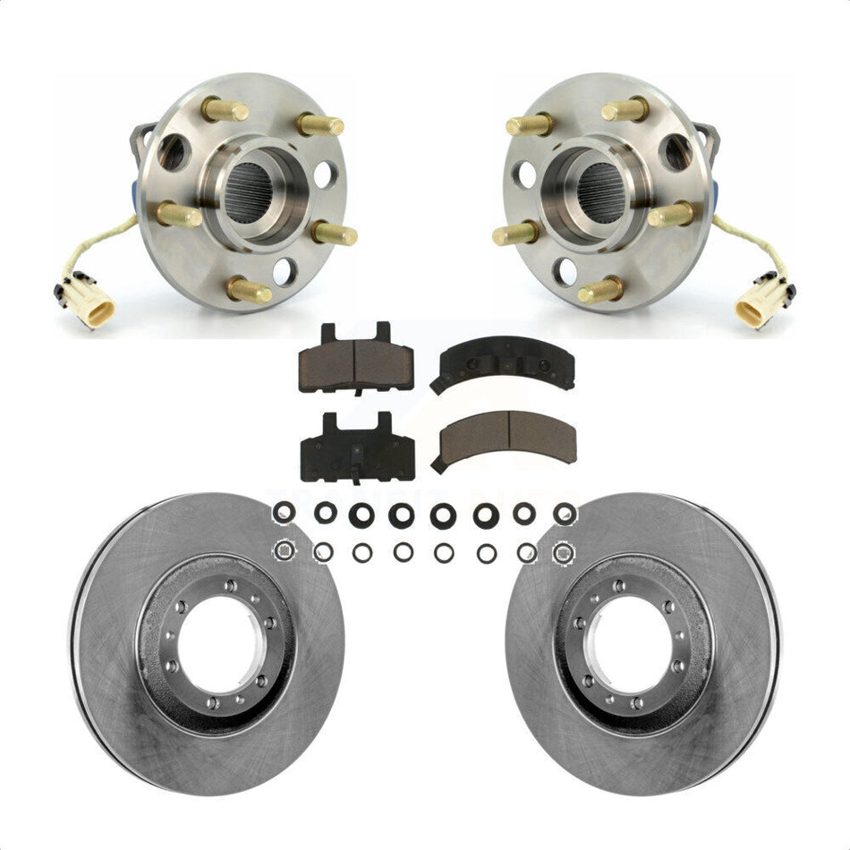Front Hub Bearing Assembly With Disc Brake Rotors And Ceramic Pads Kit For Cadillac DeVille Fleetwood 60 Special Commercial Chassis Heavy Duty Brakes KBB-122394