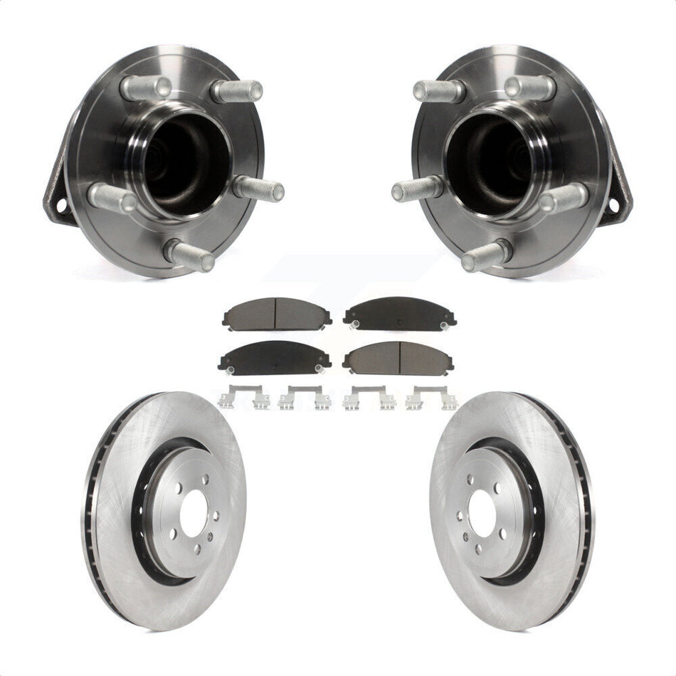 Front Hub Bearing Assembly With Disc Brake Rotors And Ceramic Pads Kit For Dodge Charger 355mm Diameter Rotor KBB-122416