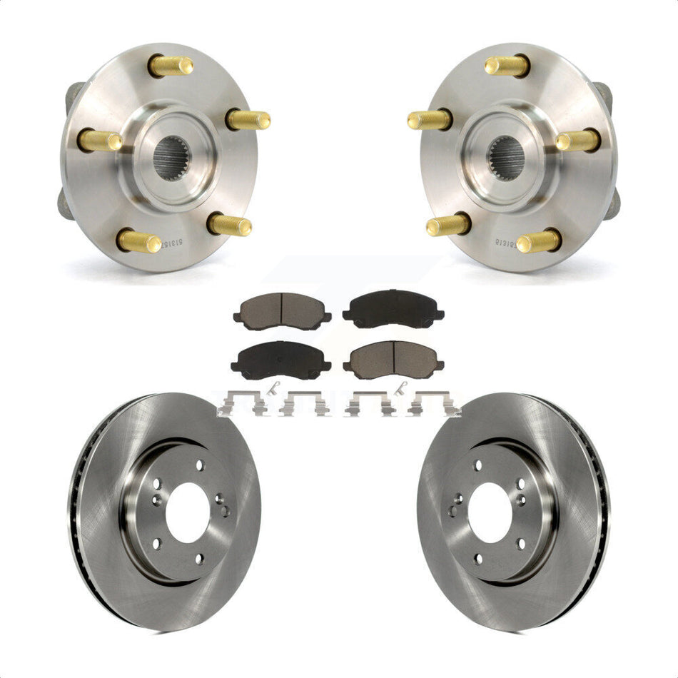 Front Hub Bearing Assembly With Disc Brake Rotors And Ceramic Pads Kit For 2008 Mitsubishi Galant 2.4L KBB-122425