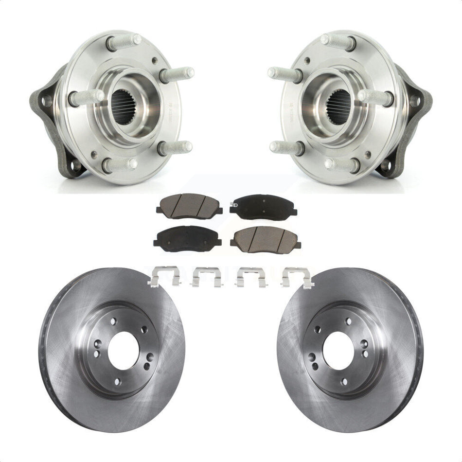 Front Hub Bearing Assembly With Disc Brake Rotors And Ceramic Pads Kit For 2007-2009 Hyundai Santa Fe KBB-122443