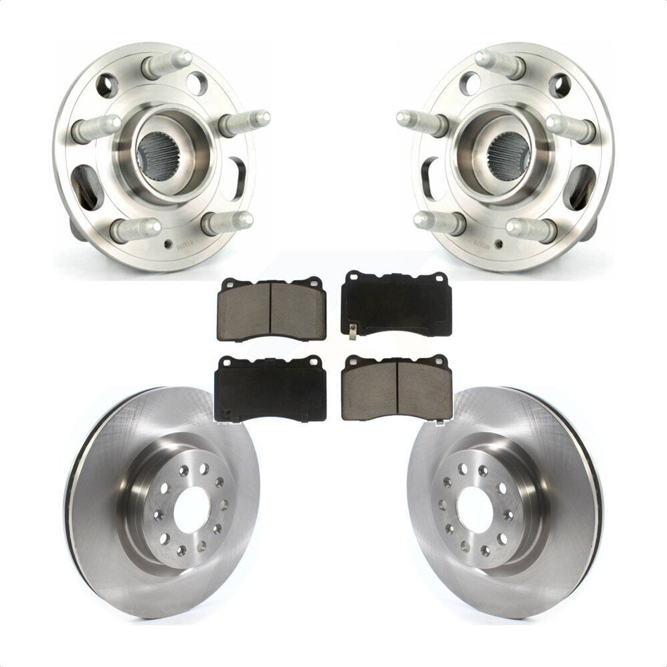 Front Hub Bearing Assembly With Disc Brake Rotors And Ceramic Pads Kit For 2015 Cadillac CTS Base Premium Luxury Performance with AWD 18" Factory Wheels KBB-122444