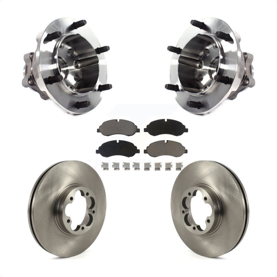 Front Hub Bearing Assembly With Disc Brake Rotors And Ceramic Pads Kit For 2015-2018 Ford Transit-350 HD Dual Rear Wheels KBB-122451