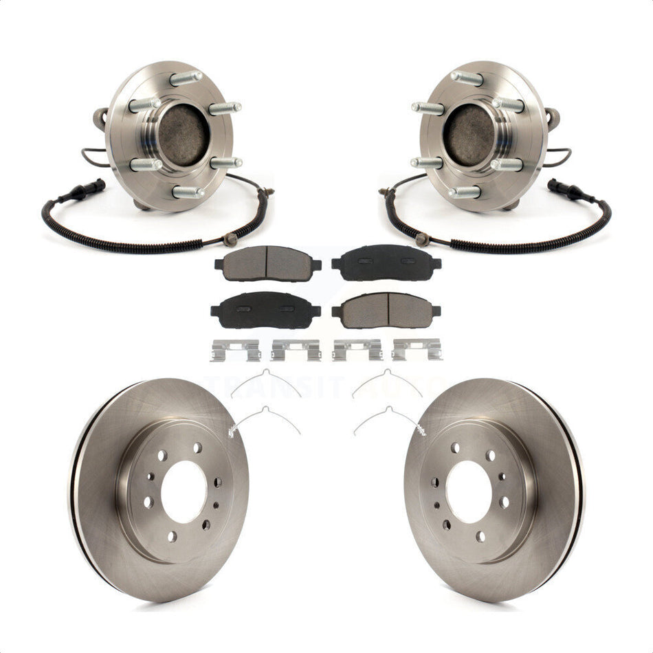 Front Hub Bearing Assembly With Disc Brake Rotors And Ceramic Pads Kit For 2009 Ford F-150 RWD 6 Lug Wheels Without Heavy Duty Payload Package KBB-122456