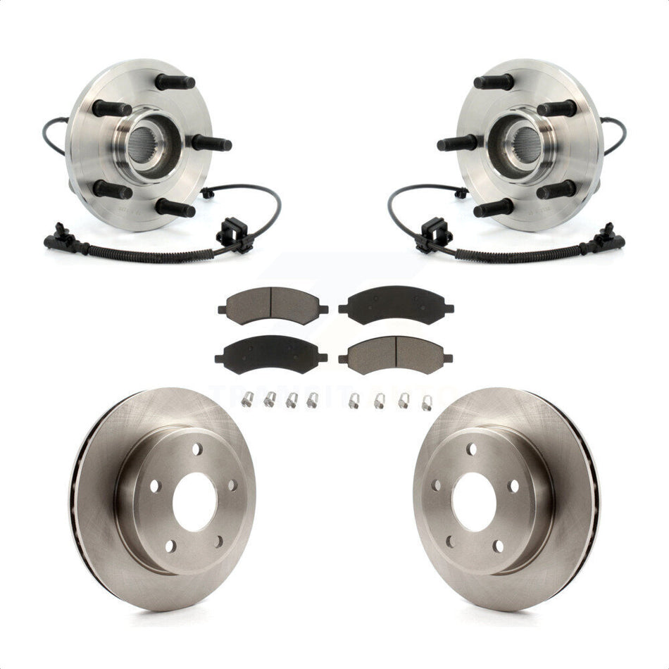 Front Hub Bearing Assembly With Disc Brake Rotors And Ceramic Pads Kit For Dakota Dodge Mitsubishi Raider Ram KBB-122470