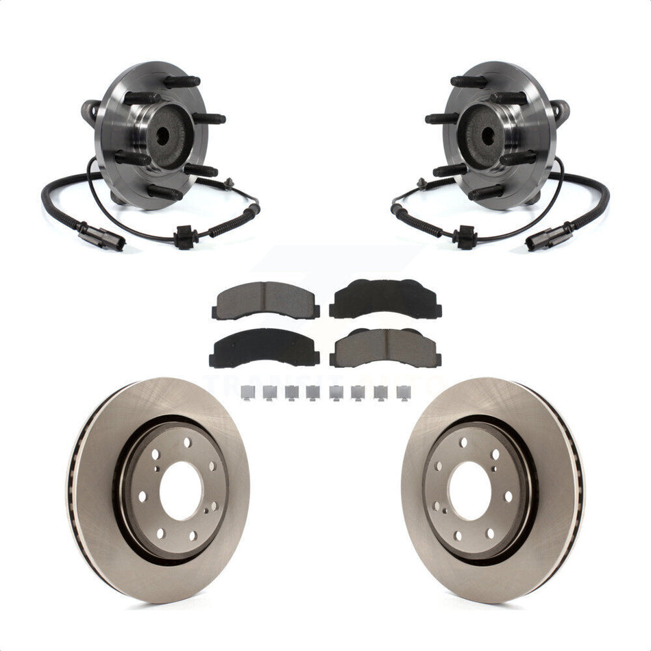 Front Hub Bearing Assembly With Disc Brake Rotors And Ceramic Pads Kit For 2011-2014 Ford F-150 RWD 7 Lug Wheels KBB-122481