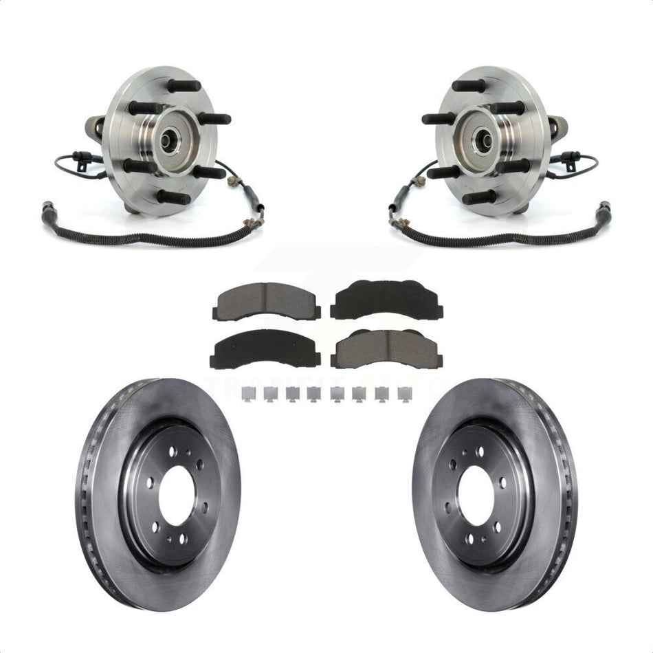Front Hub Bearing Assembly Brake Rotor And Pad Kit For 2010 Ford F-150 FX4 Platinum STX XL XLT King Ranch Lariat with 4WD With 6 Lug Wheels Without Heavy Duty Payload Package KBB-122483