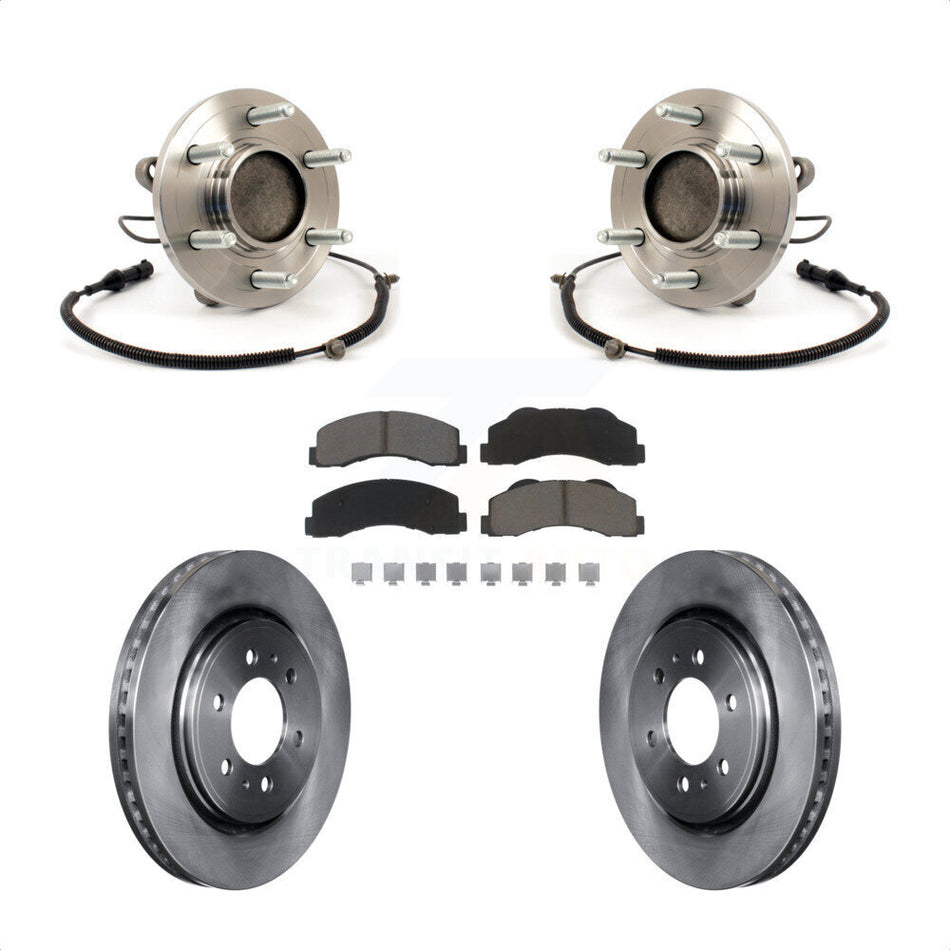 Front Hub Bearing Assembly With Disc Brake Rotors And Ceramic Pads Kit For 2010 Ford F-150 RWD 6 Lug Wheels Without Heavy Duty Payload Package KBB-122484