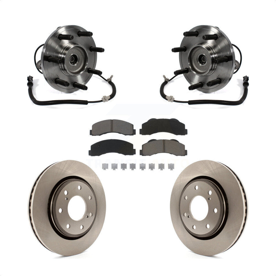 Front Hub Bearing Assembly With Disc Brake Rotors And Ceramic Pads Kit For Ford F-150 7 Lug Wheels Heavy Duty Payload Package KBB-122485